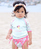 kids girls uv swimwear t-shirt rash vest rash guard beachwear upf 50+